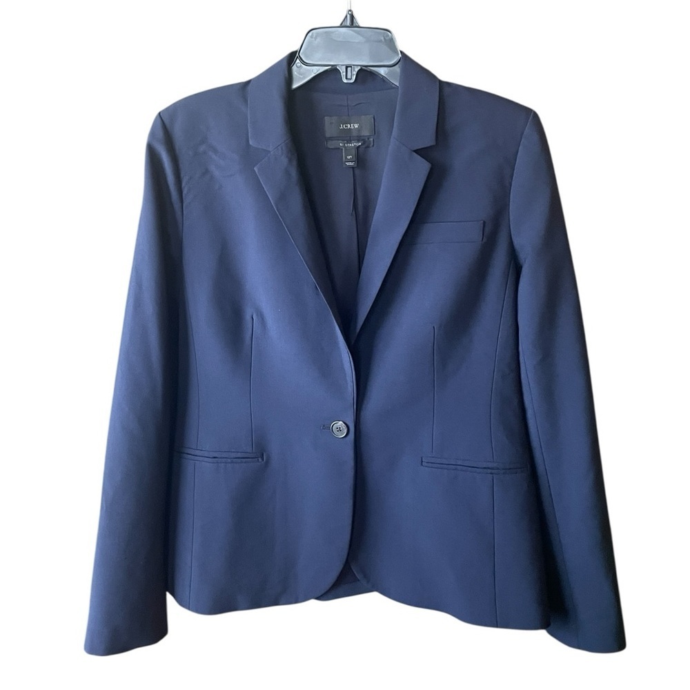 J. Crew Bi Stretch Tollegno 1900 women’s tall wool blazer jacket 12T navy blue